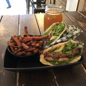 Pita Burger Trio at Panthere Verte - Centre-Ville in Montreal