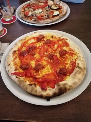 Pizza Diabolo Vegano at Eulchen Brauereiausschank in Mainz