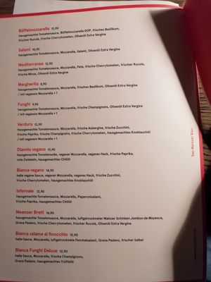 Pizza menu at Eulchen Brauereiausschank in Mainz