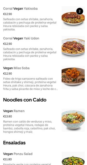 Menu on Uber Eats   at UDON in Sevilla