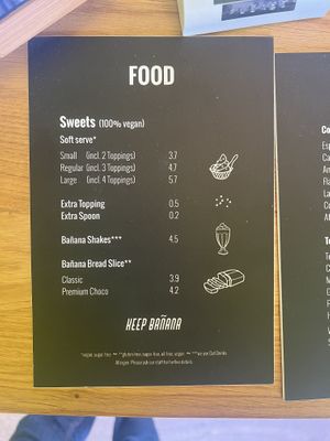 Menu  at Keep Bañana in Munich