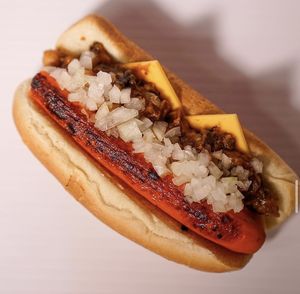 Vegan chili cheese dog  at Say It Ain't So in Los Angeles