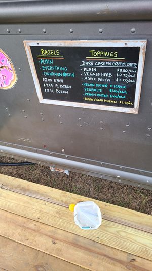 Bagel and toppings menu at Roots & Leaves in Buxton