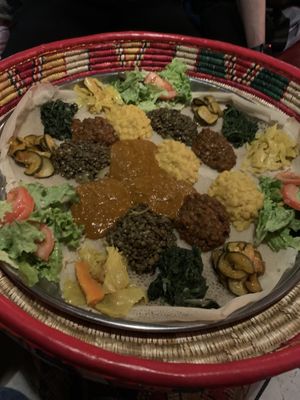 Mixture of vegan options for 3 people  at Abyssinia in Lausanne