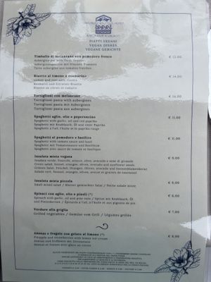 Updated vegan menu card (June 22)  at Hotel Gardenia al Lago in Gargnano