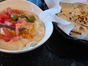 Hummus and pita at Amoo's in Mclean