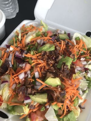 Salad with bacon, avocado, and ranch on the side. It was huge! at Doomie's Home Cookin' in Hollywood