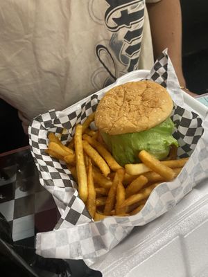Crispy chicken with fries   at Doomie's Home Cookin' in Hollywood