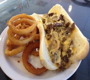 Vegan philly cheesesteak at Doomie's Home Cookin' in Hollywood