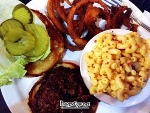 BBQ Pulled Pork, Mac & Cheese, Onion Rings  at Doomie's Home Cookin' in Hollywood