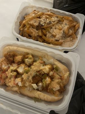 “shrimp” po boy and animal fries   at Doomie's Home Cookin' in Hollywood