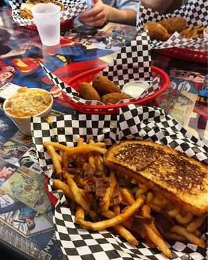 Patty melt and jalapeño poppers  at Doomie's Home Cookin' in Hollywood