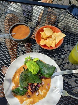 Chile relleno de jamaica y manzana at La Cabaña Del Encino in Rosarito