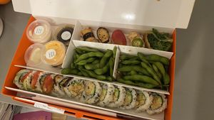 Boss box with vegan California roll and vegan pride roll  at Japango in Orlando