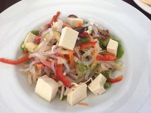 Thai noodle salad with raw tofu  at Captain Andy's Bar & Grill in Rarotonga