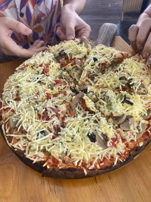 Vegan pizza - needed more sauce but good  at Captain Andy's Bar & Grill in Rarotonga