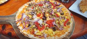 Vegan pizza at Captain Andy's Bar & Grill in Rarotonga