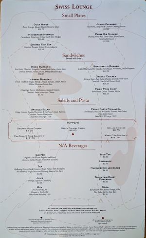 2024 menu. at Swiss Lounge in Browning