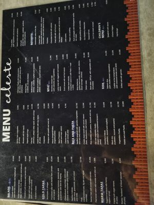 English menu (sadly without vegan labeling) at Celeste in Castelldefels