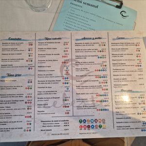 Menú con bastantes opciones veganas bien marcadas at Celeste in Castelldefels