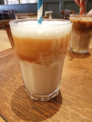 Vegan caramel frappe and vegan iced caramel latte at Coffee#1 Lichfield in Lichfield