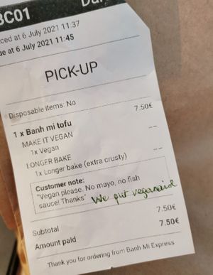 "We put veganaise" ;) at  Banh Mi Express in Brussels