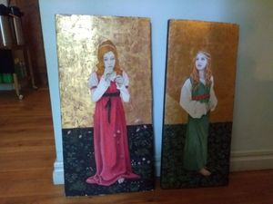 Art by Ingalill, the owner of the café and Ulriksdals Trädgård at Ulriksdals Trädgård Arts & Crafts in Kivik