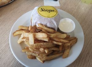Vegan hamburger at Skúrinn in Stykkisholmur