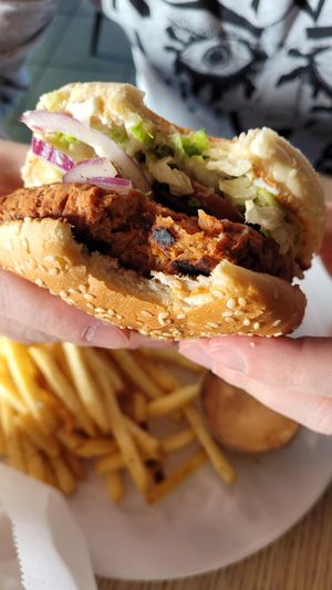 Yummy burger at Skúrinn in Stykkisholmur