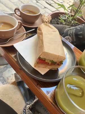 Vegan panini and great coffee  at Augusto Specialty Coffee Shop in Rovinj