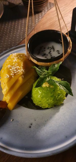 Sweet mango with sticky rice at Golden Monkey Thai in Limassol