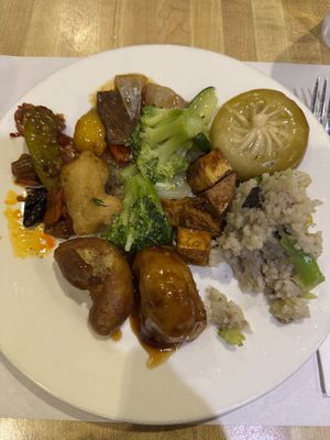 Gao mao, vegetable delight, dragon dumpling, sesame chicken, fried rice, shrimpp  at SuTao Cafe in Malvern