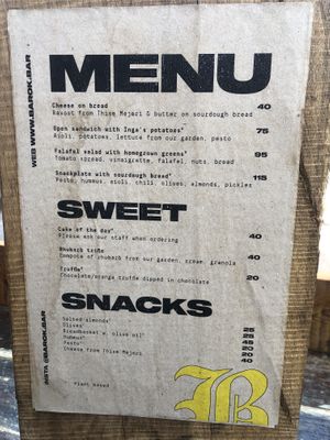 Food Menu at Barok in Ribe