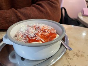 Spaghetti ice cream  at Eiscafe Cortina in Cologne