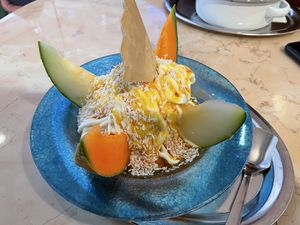 Melone Spaghetti ice cream   at Eiscafe Cortina in Cologne