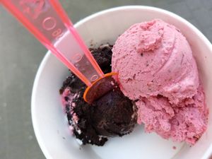 chocolate & raspberry mint at Eiscafe Cortina in Cologne