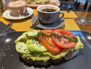 Very very good avocado toast! at Brunch Cafe in Venice