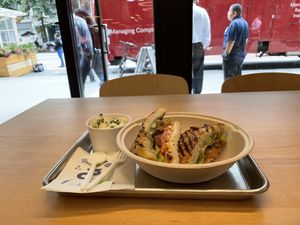 Southwestern Chicken Melt + Potato Salad at NuLeaf in New York City