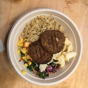 Vegan crab cake bowl at NuLeaf in New York City