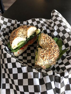 Garden bagel   at 13th Ave Coffee House in Regina