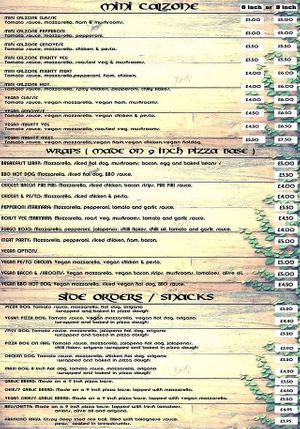 Menu at The Hungry Raccoon in Bournemouth