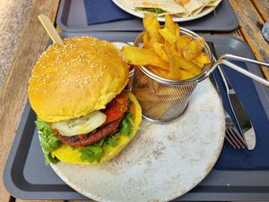 Vegan burger at KluBar in Kranj