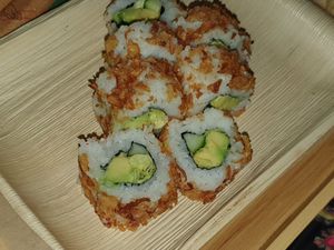 Vegan Sushi Rolls with caramelized onions at Zoe in Ermoupoli