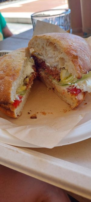 Vegan burguer, with vegan bread and mayo at Zoe in Ermoupoli