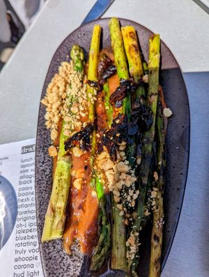 Grilled asparagus at Stones Throw in York