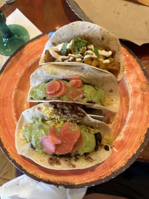 Black bean tacos and chipotle butternut squash taco  at Luckys Taqueria & Cantina in Blairsville