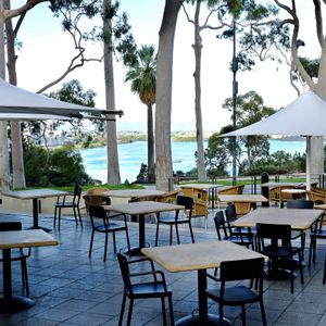 Outdoor seating and view at Fraser's in West Perth