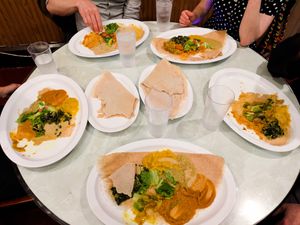 5 vegan Combo Platters at Abyssinia Ethiopian Restaurant at Abyssinia Ethiopian Restaurant in Philadelphia