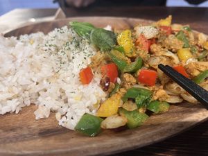 Soy meat Ga Pao Rice  at Plant Based Tokyo in Tokyo