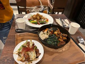 delicious! 
we ordered bibimbap power salad and twice cooked “pork” at Plant Based Tokyo in Tokyo